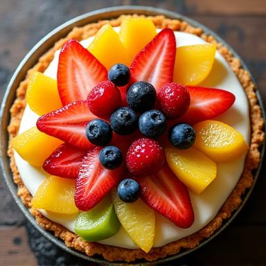 Crostata di frutta fresca con crema pasticcera.